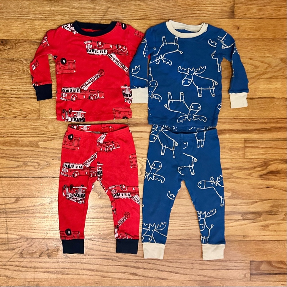 12m 4 Sets Carters Boys Pj Pajamas Bundle Long Sleeve Jogger Pants Lot Trucks - Picture 4 of 6